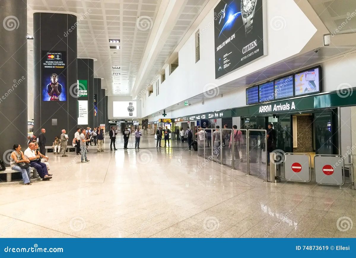 Milan Malpensa Terminal 1 arrivals hall meeting area