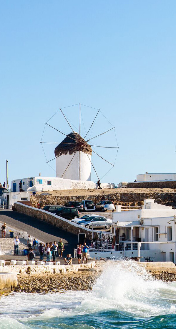 A waterfront windmill in Mykonos