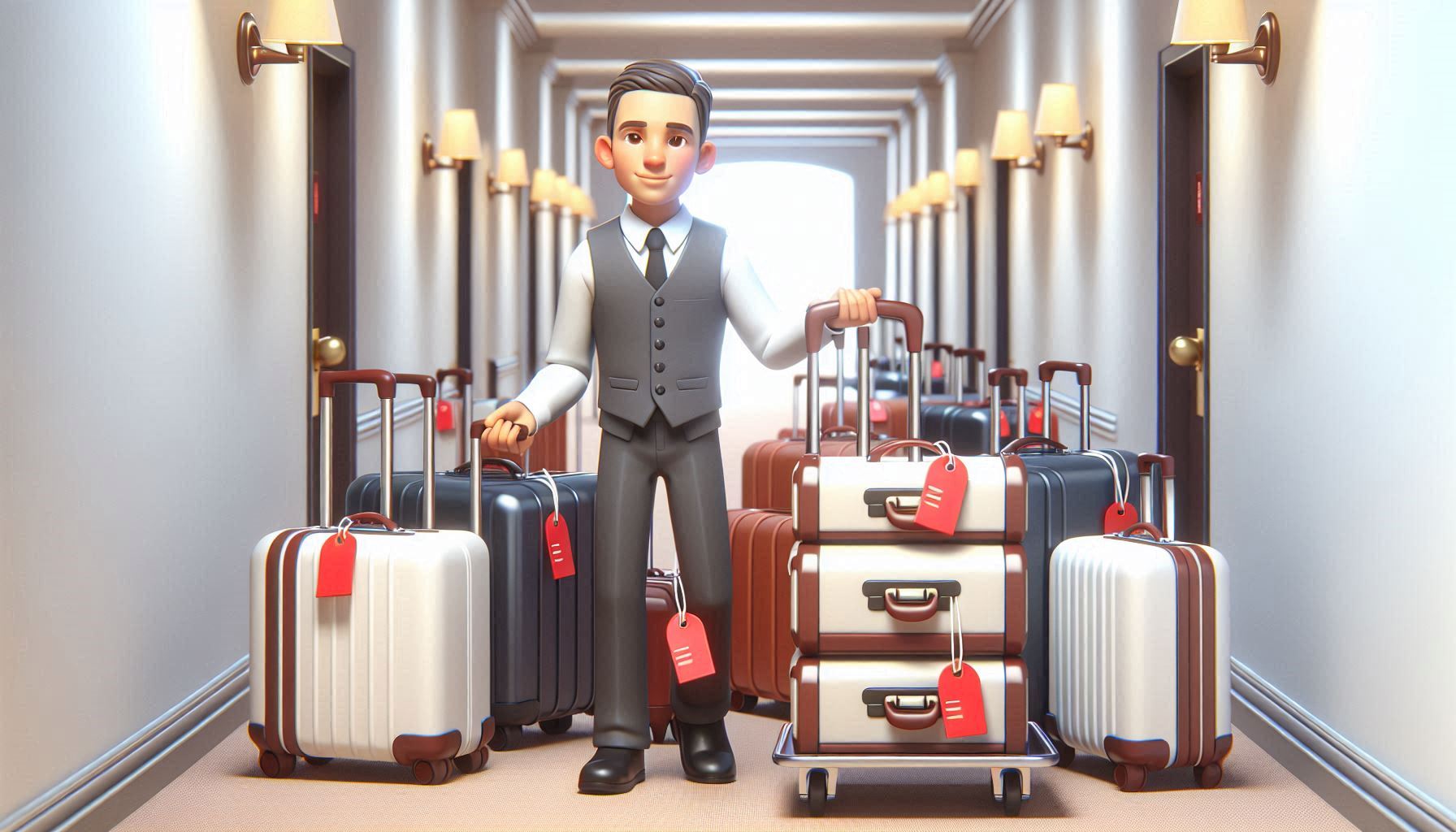 Trafalgar luggage prepared with red tags
